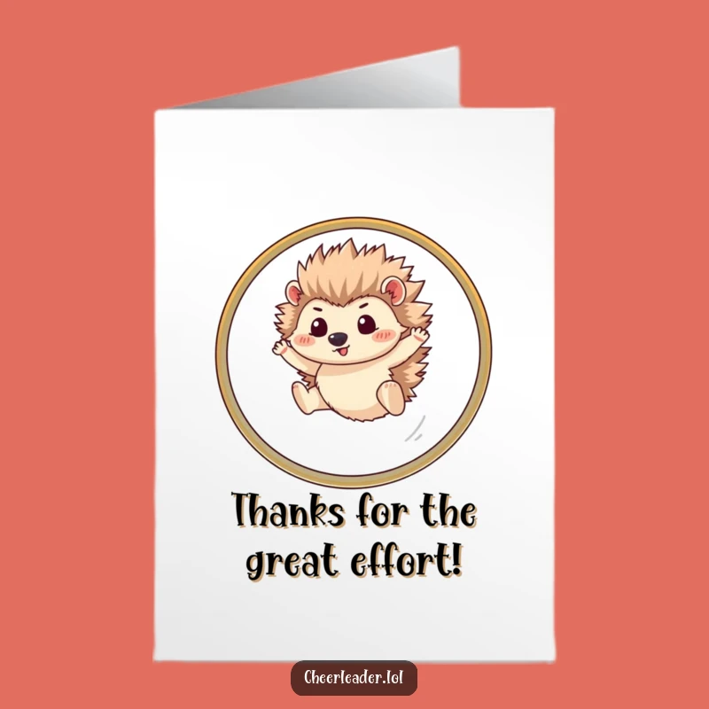 Free Printable Thank You Card: Funny Hedgehog Hoop Ace - Downloadable Humor