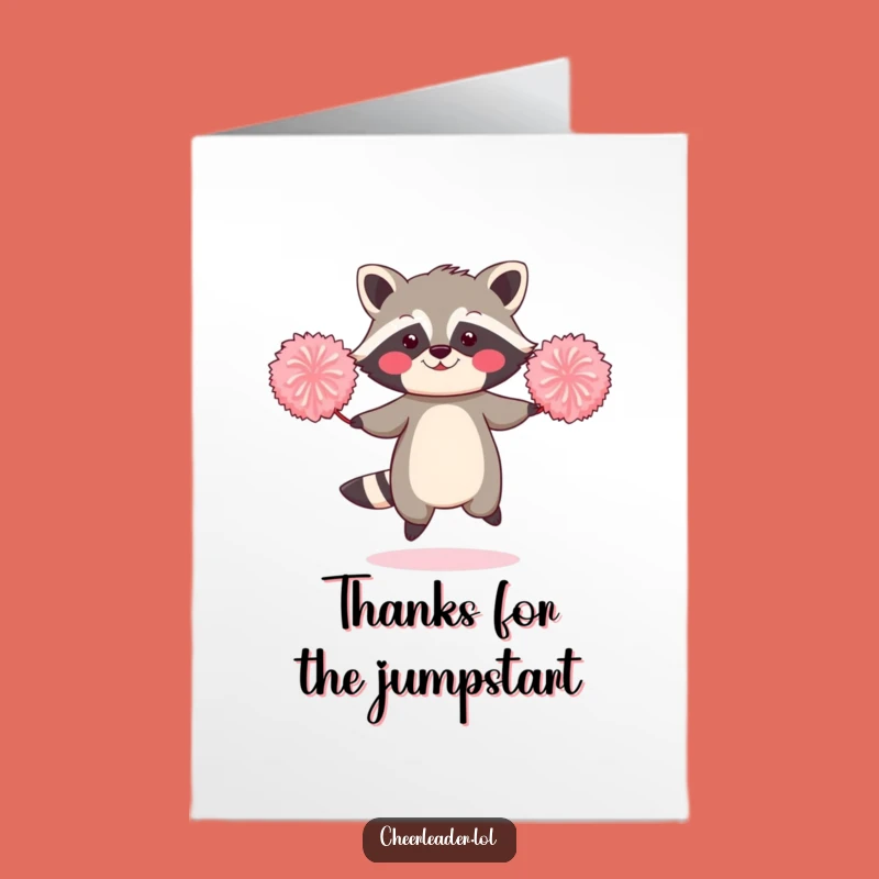 Free Printable Thank You Card: Funny Raccoon Jump Rope - Downloadable Gift