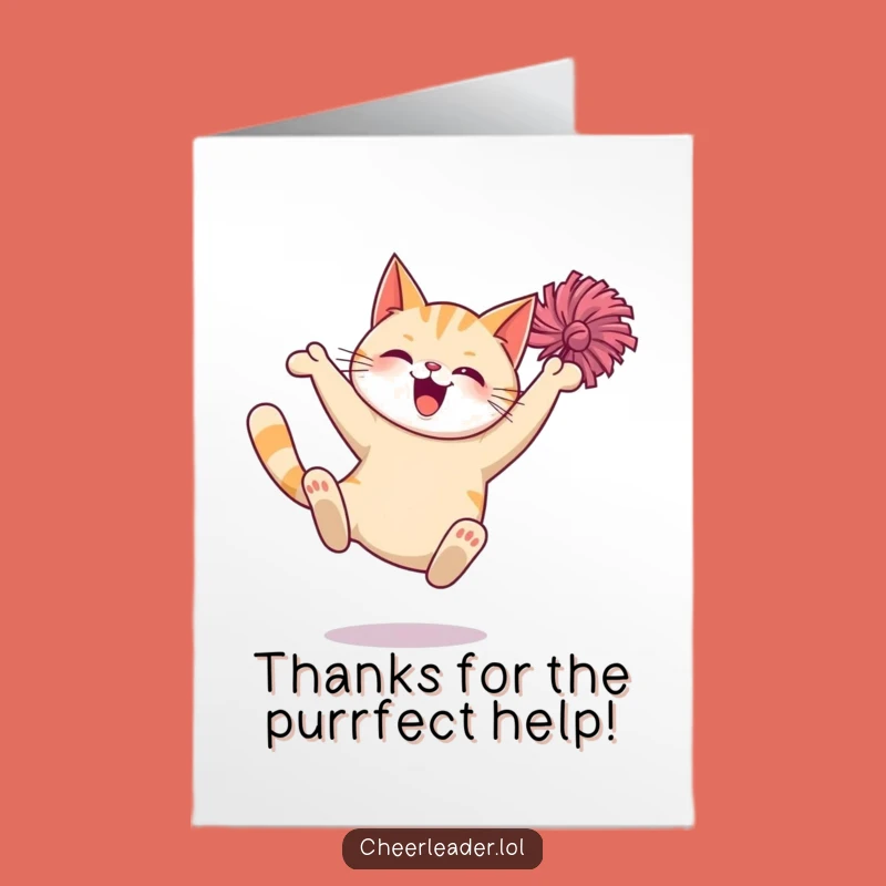 Free Printable Thank You Card: Giggling Cat's Energetic Leap Downloadable