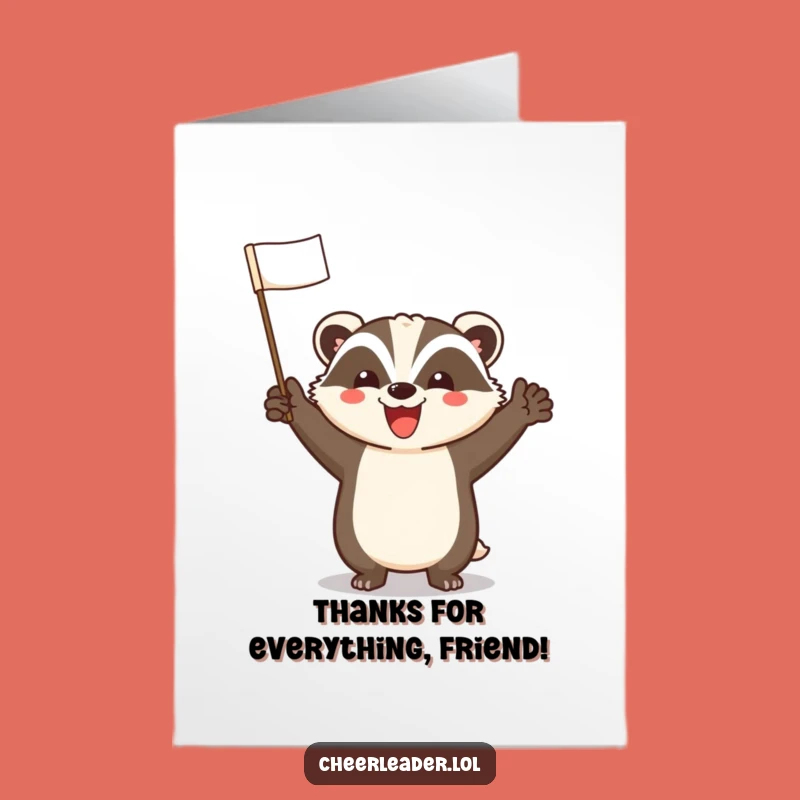 Free Printable Thank You Card: Happy Badger Cheers Downloadable Gift