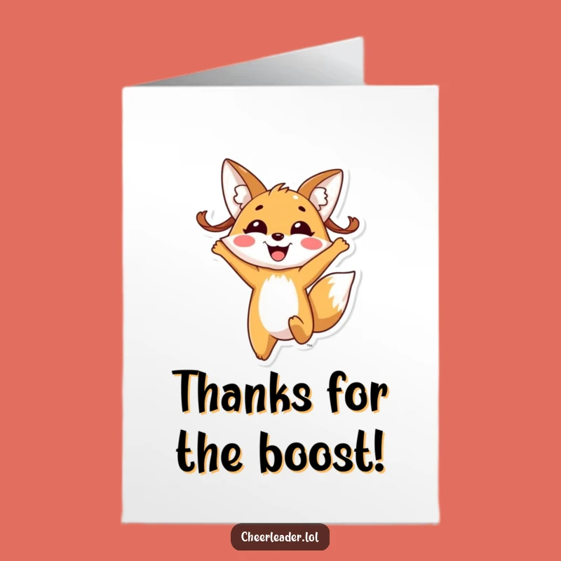 Free Printable Thank You Card: Jumping Fox Pigtails, Funny Gift!