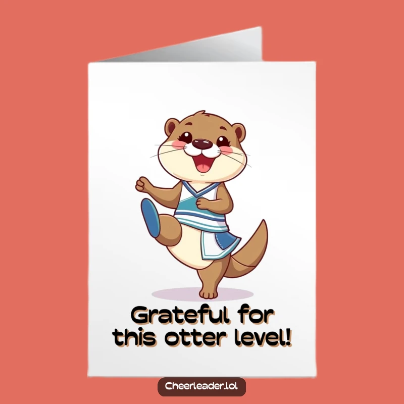 Free Printable Thank You Card: Otter Cheerleader Funny Downloadable Gift for Grateful Cheers!