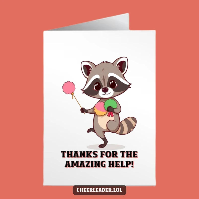 Free Printable Thank You Card: Raccoon Cheer - Downloadable Humor