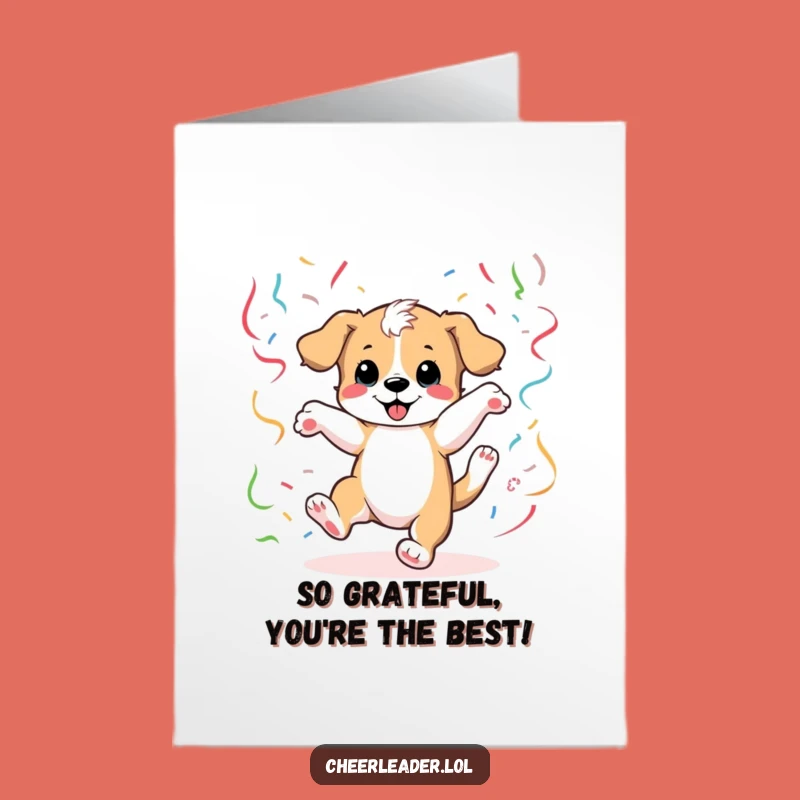 Free Printable Thank You Card: Puppy Cartwheel Funny Downloadable Gift for Showing Appreciation!