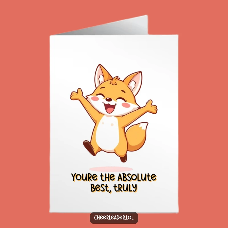 Free Printable Thank You Fox Card: Funny Jumping Fox Downloadable Gift for Gratitude