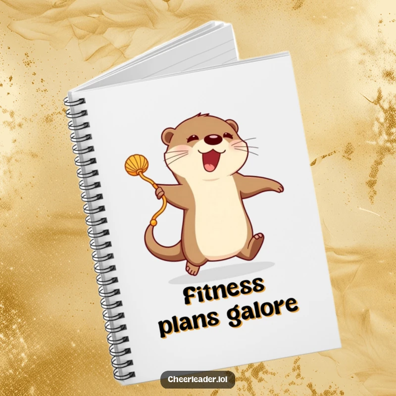 Funny Notebook: An enthusiastic otter jumps rope with a ribbon-like pom-pom, perfect for tracking goals.