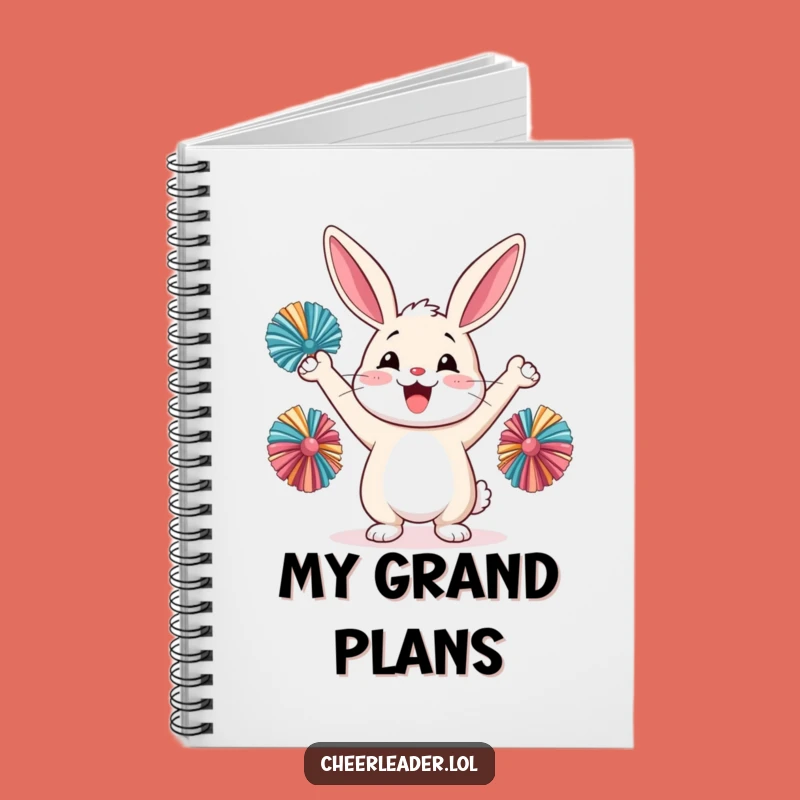 Funny Happy Rabbit Pom-Pom Cheer Notebook - Journal Hilarious Gift for Students!