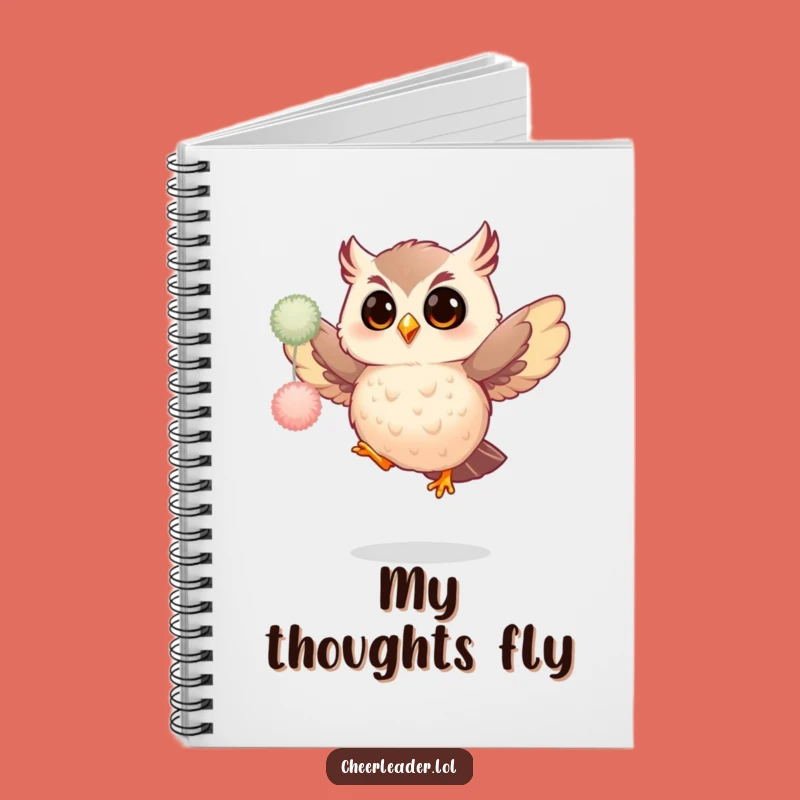 Funny Giggling Owl Pom-Pom Jump Notebook - Fun Journal Gift for Writers