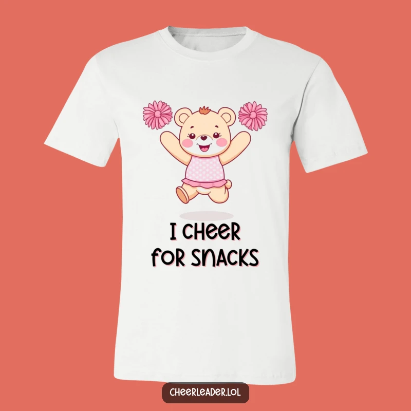 Funny Bear Cheerleader T-Shirt: Sparkly Uniform, Pom-Poms, Hilarious Funny Gift!