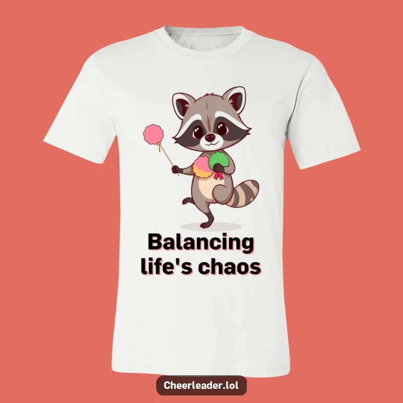Funny Raccoon Cheer T-Shirt: Show Your Funny Spirit with Pom-Poms
