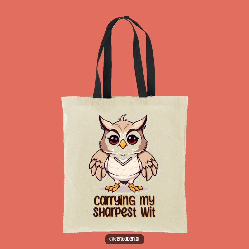 Funny Owl Cheerleader Tote Bag - Energetic Carry-All, Hilarious Spirit Gift