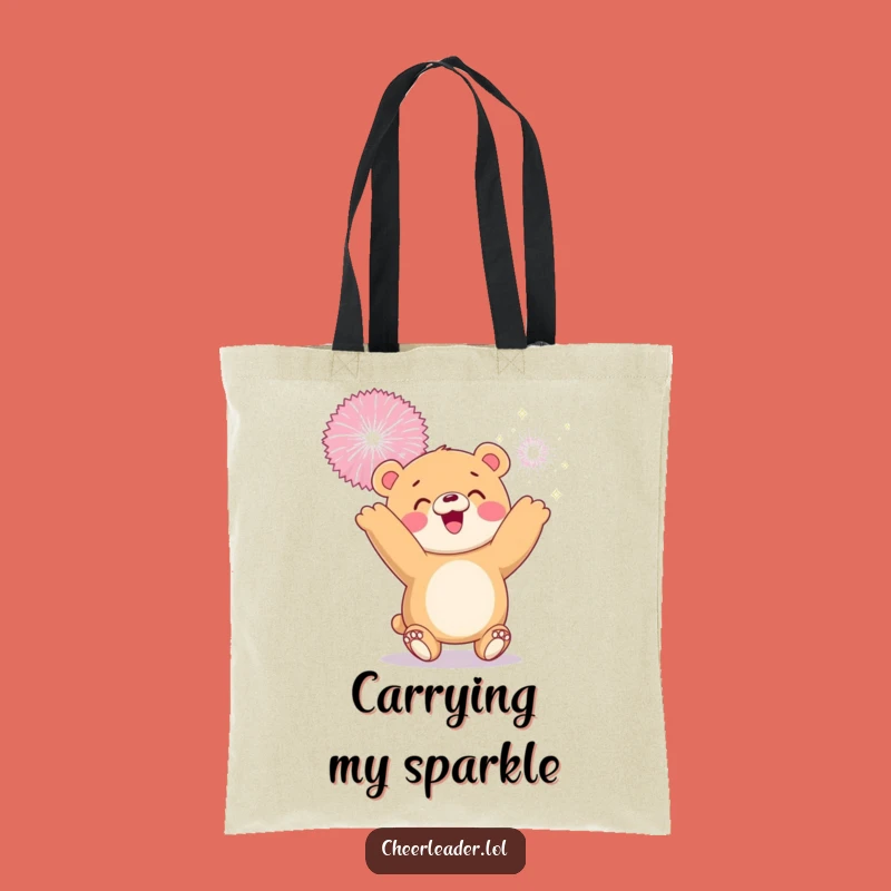Funny Bear Cub Tote Bag: Sparkly Pom-Pom Carrier, Practical & Hilarious