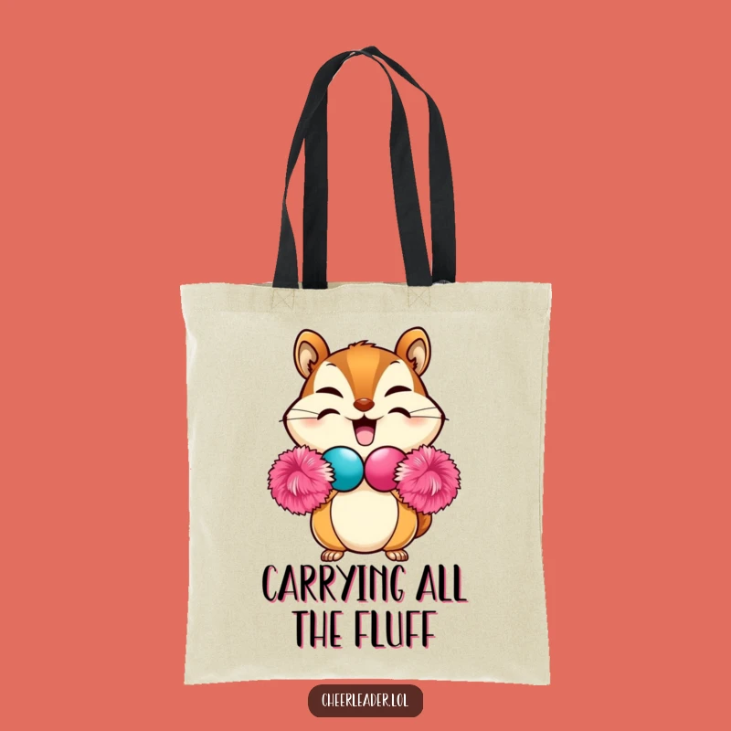 Funny Chipmunk Heart Pom-Pom Tote Bag: Cute Animal Carry-All, Perfect Funny Gift