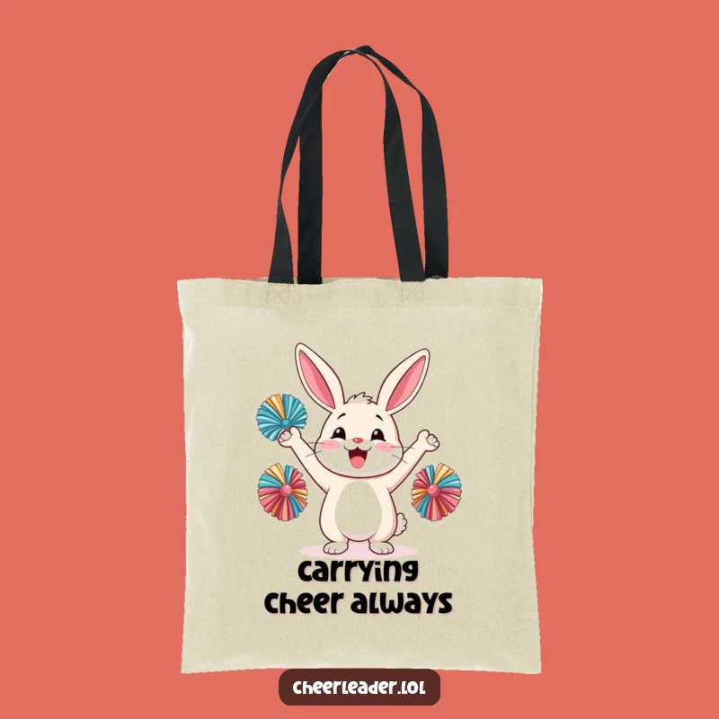 Funny Happy Rabbit Pom-Pom Cheer Tote - Practical Hilarious Gift for Go-Getters!