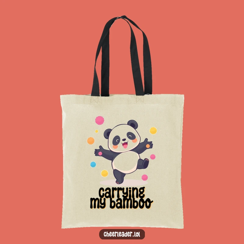 Funny Panda Cartwheel Tote Bag: Playful Pom-Pom Carryall, Gift