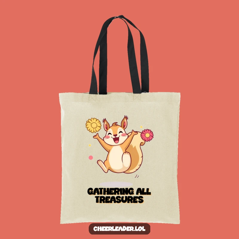 Funny Squirrel Kick Tote Bag: Energetic Pom-Pom Carryall, Gift