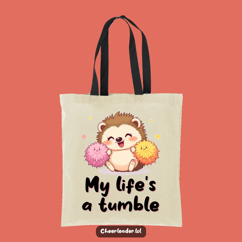 Funny Hedgehog Pom-Pom Tumble Tote Bag: Cute Carry-All, Perfect Funny Gift